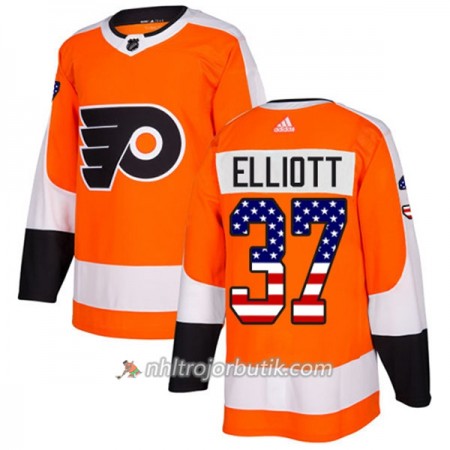 Män Ishockey Philadelphia Flyers Tröja Brian Elliott 37 Adidas 2017-2018 Orange USA Flag Fashion Authentic